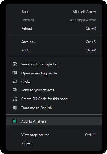 A clipped web page appearing as a card on the Anahera canvas